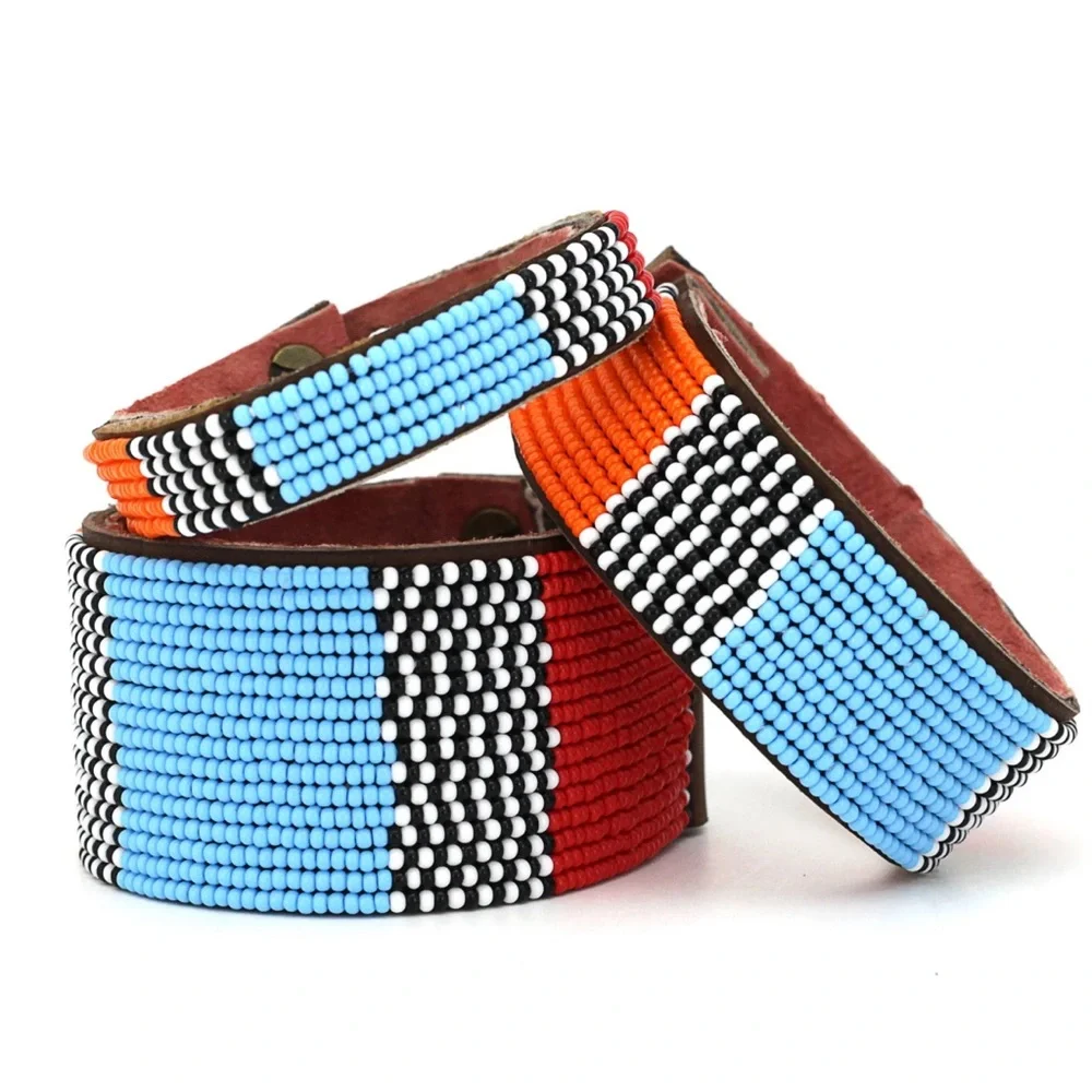 Swahili Coast Colorful Beaded Bracelet Cuff - Picture 2 of 3